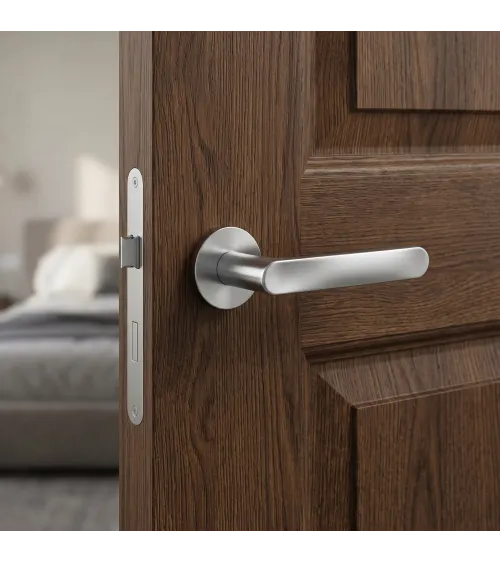 Satin chrome RITA door handle designer handle