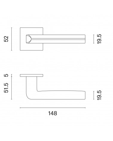 SALICE door handle with dimensions