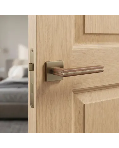 CYRILLA Handle in Black Walnut Wood and Antique Brass | MillaPoignées