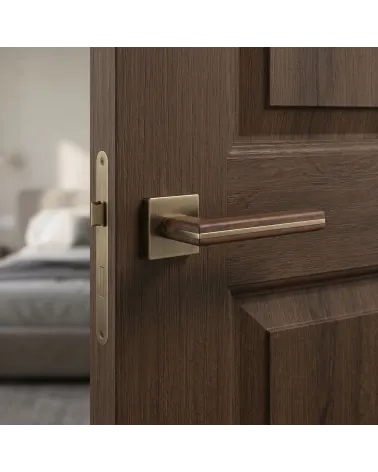 CYRILLA Handle in Black Walnut Wood and Antique Brass | MillaPoignées