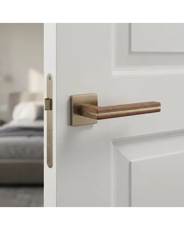 CYRILLA Handle in Black Walnut Wood and Antique Brass | MillaPoignées