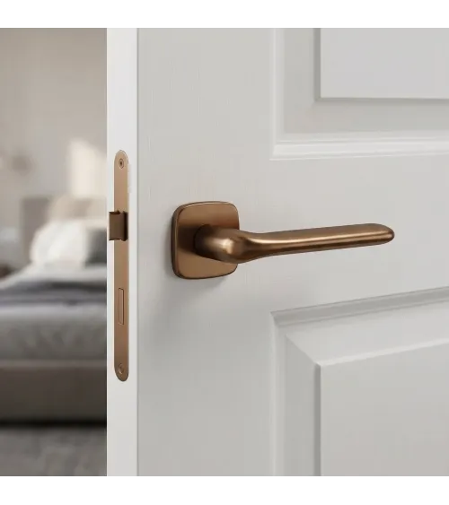 FLAT design door handle in matt bronze