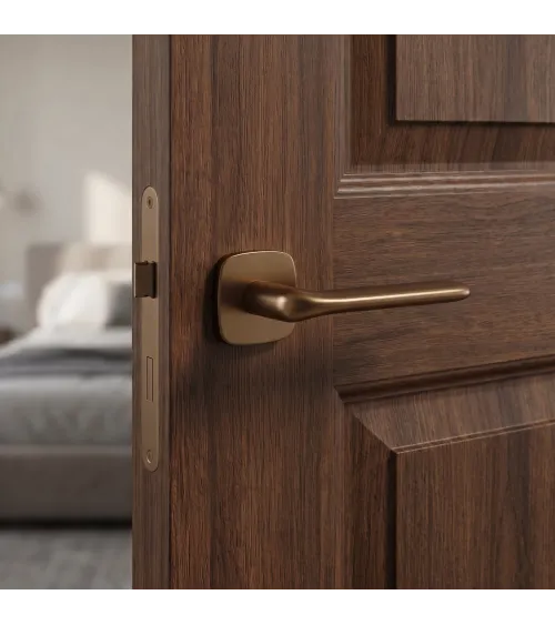 FLAT design door handle in matt bronze