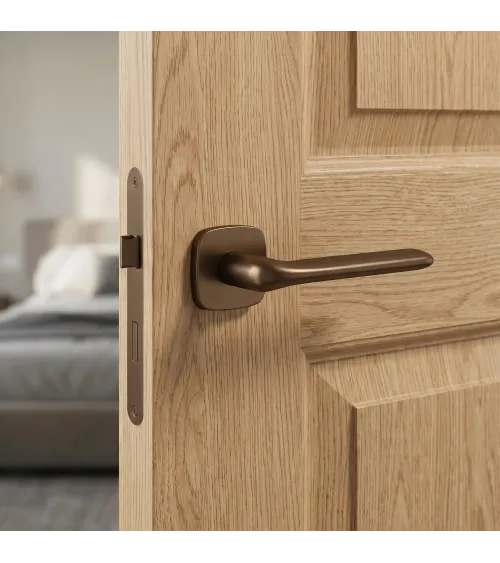 FLAT design door handle in matt bronze