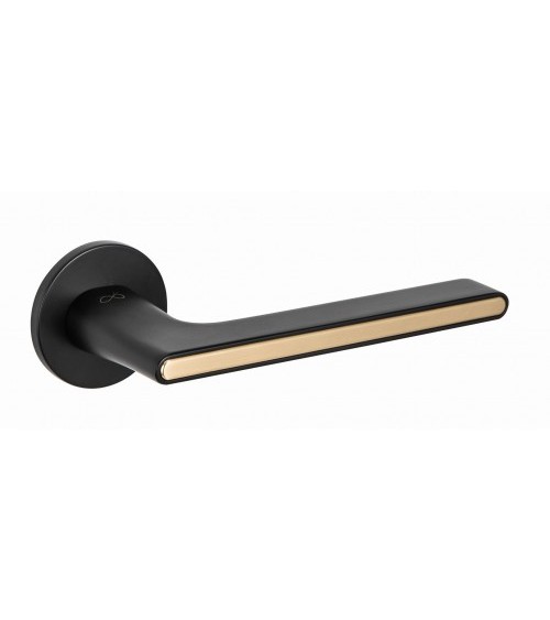 Ferrara round two-tone brushed chrome black door handle - design handle