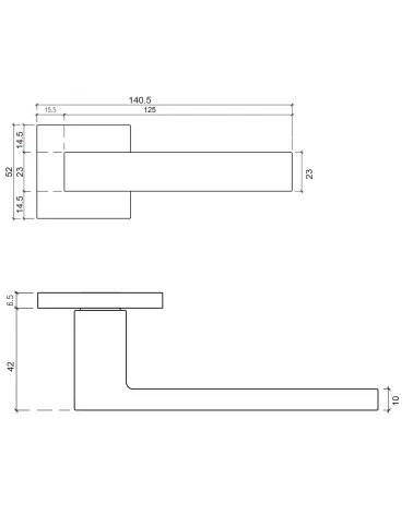 WARNA door handle with dimensions