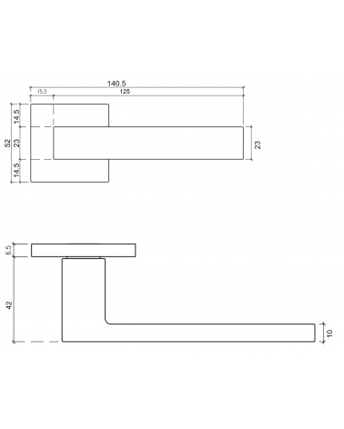 WARNA door handle with dimensions