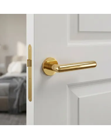 Polished Gold Door Handle Line Ronda Round