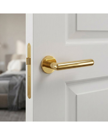 Polished Gold Door Handle Line Ronda Round
