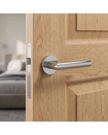 Polished Chrome Round Door Handle Line Ronda