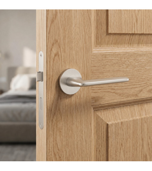 Brushed nickel AVA designer door handle
