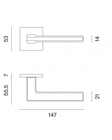 ARTA door handle with dimensions