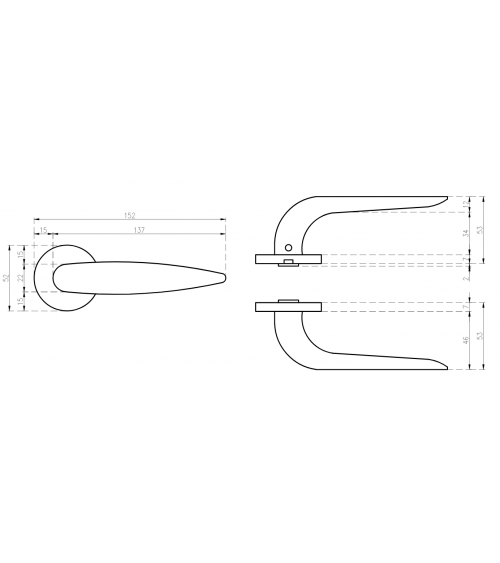 Polished chrome ODA door handle design handle