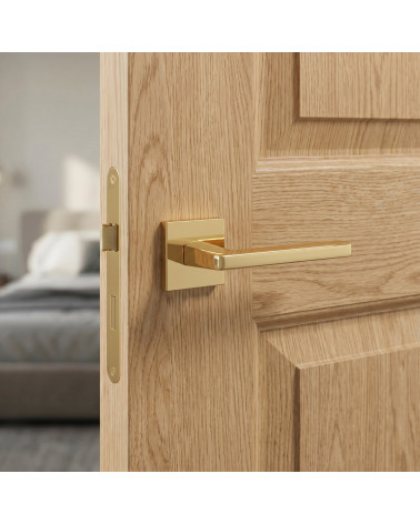 PYROLA polished gold square door handles
