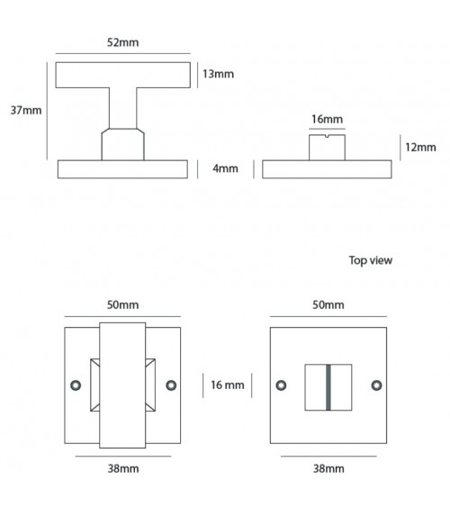 CDL bathroom/WC lock door rose in brass - designer handle