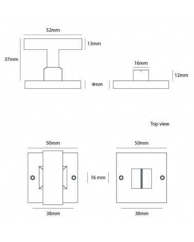 CDL bathroom/WC lock door rose in brass - designer handle