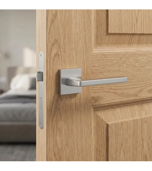 Satin chrome door handle PYROLA design hardware