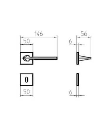 Mandelli Kiri door handle with dimensions