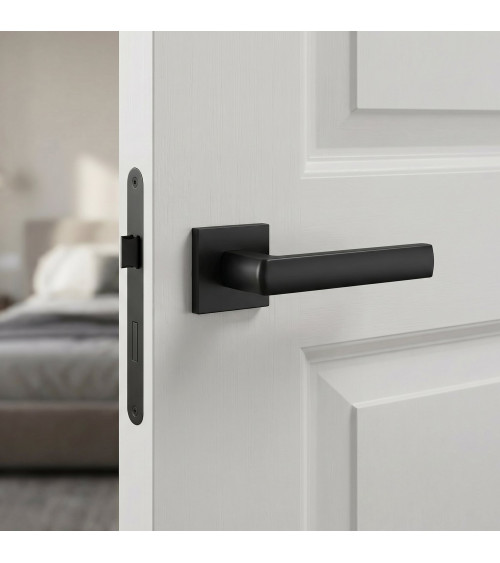 Black door handle HOSTA design ironmongery
