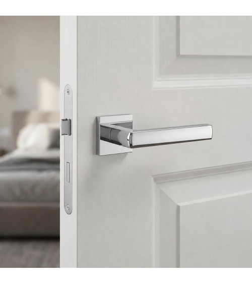 Polished chrome door handle HOSTA design ironmongery