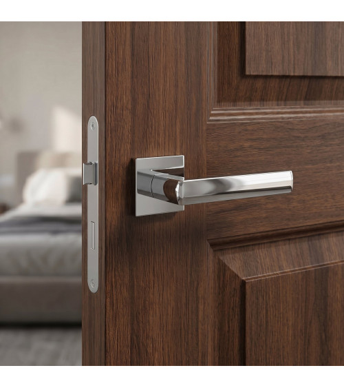 Polished chrome door handle HOSTA design ironmongery