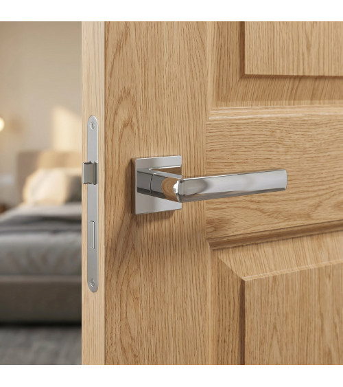 Polished chrome door handle HOSTA design ironmongery