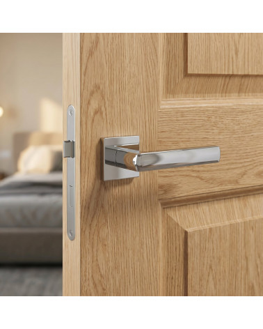 Polished chrome HOSTA square door handles
