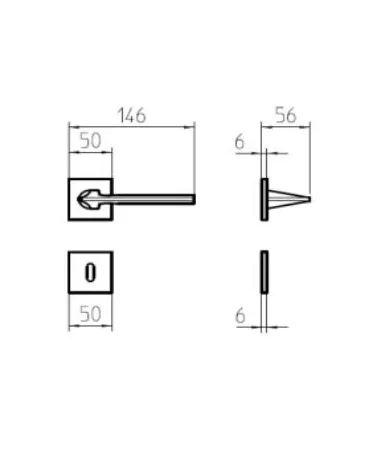 Mandelli Kiri door handle with dimensions