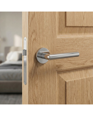 Polished chrome round door handle ARABIS
