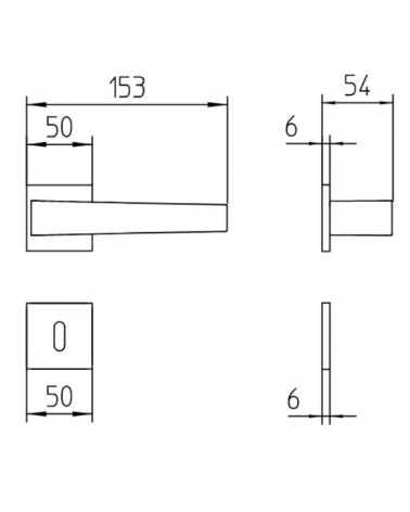 Mandelli Seven door handle with dimensions