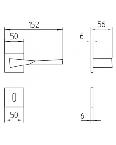 Mandelli Twee door handle with dimensions