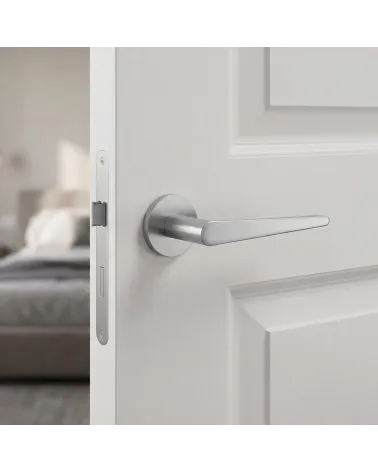 Door Handle on Round Plate with Careful Finish - ARNICA
