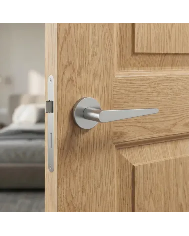 Door Handle on Round Plate with Careful Finish - ARNICA