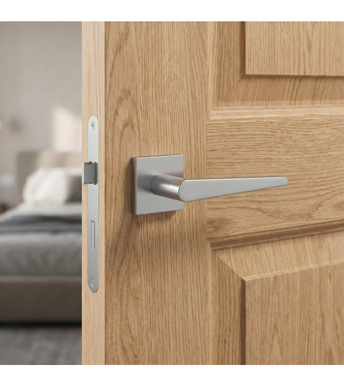 Satin chrome ARNICA door handle designer handle