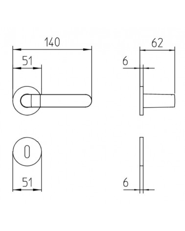 Mandelli Callas door handle with dimensions