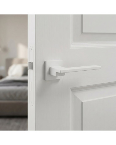 White Door Handle on Square Rose - COSMOS Model
