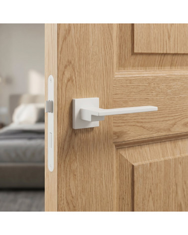 White Door Handle on Square Rose - COSMOS Model