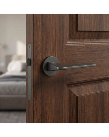 Anthracite Door Handle on Round Rose - VAVA Model