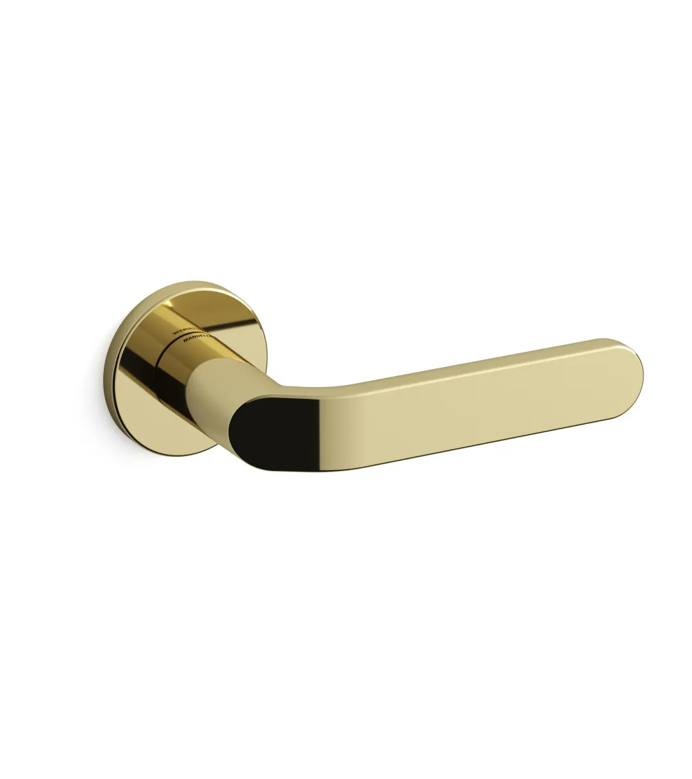 Polished gold door handle Mandelli Callas designer handle