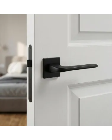 The classic square aluminium door handle in black