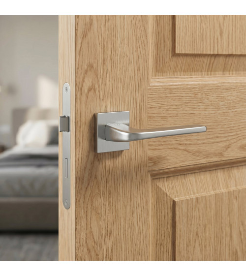 Brushed chrome Solo door handle - designer handle