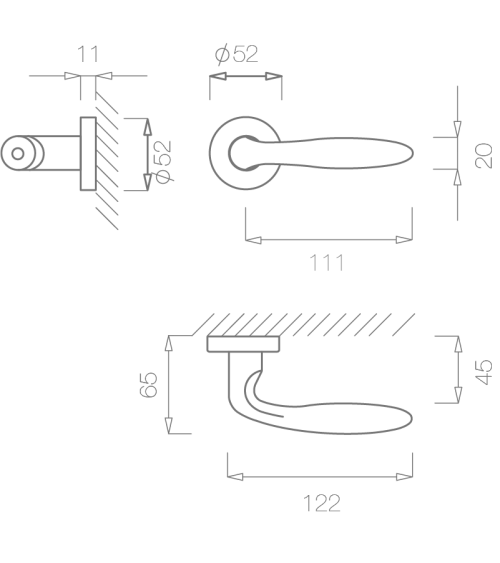 Polished chrome TUPAI 1908 door handle design hardware