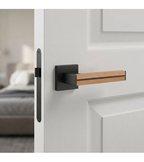 IMPERATA oak and black door handle design handle