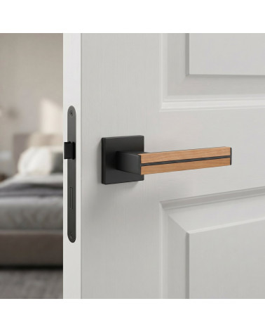 Oak wood and black IMPERATA door handles