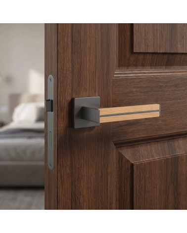 Oak wood and black IMPERATA door handles