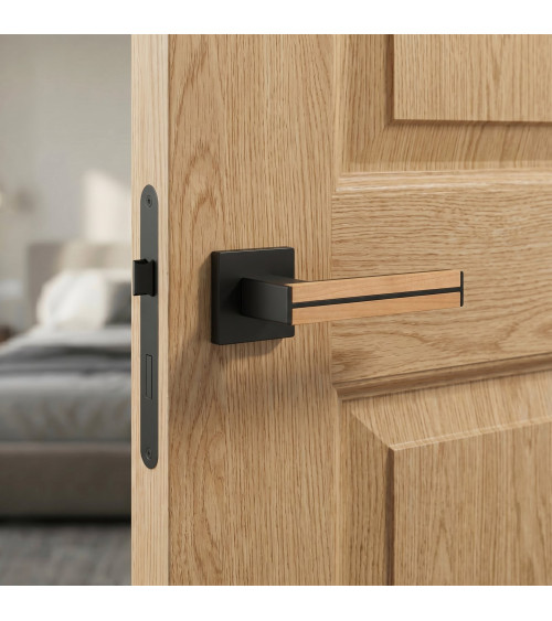 IMPERATA oak and black door handle design handle