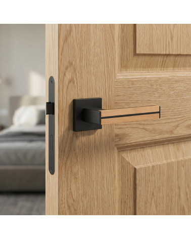 Oak wood and black IMPERATA door handles