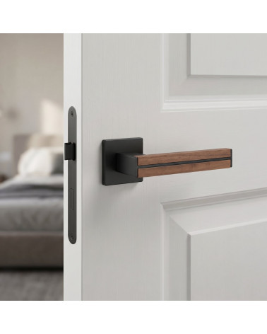 Walnut wood and black IMPERATA door handles