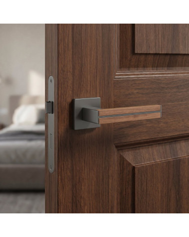 Walnut wood and black IMPERATA door handles