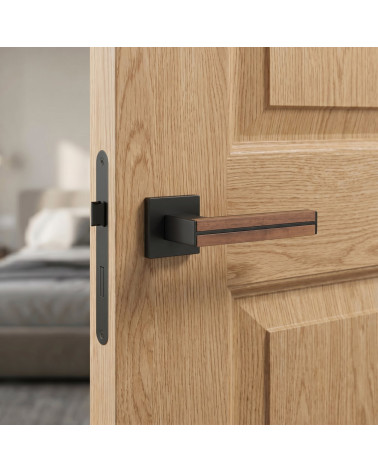 Walnut wood and black IMPERATA door handles
